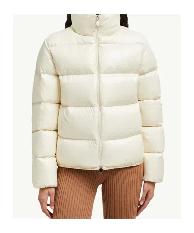 Moncler Abbadia Short Down Jacket High Collar In Neutral