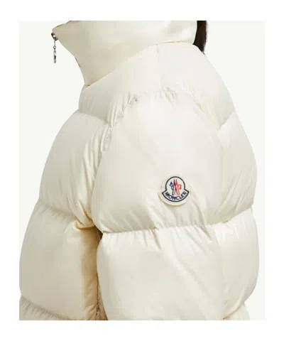 Moncler Abbadia Short Down Jacket High Collar In Neutral