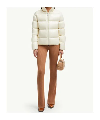 Moncler Abbadia Short Down Jacket High Collar In Neutral