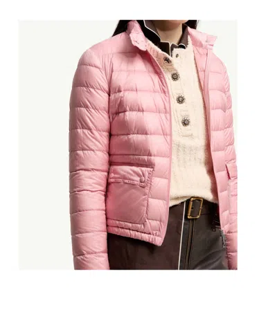 Moncler Light Pink Lans Packable Short Down Jacket In Pink