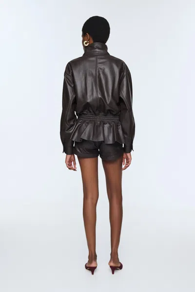 Ducie Hazel Leather Jacket In Brown