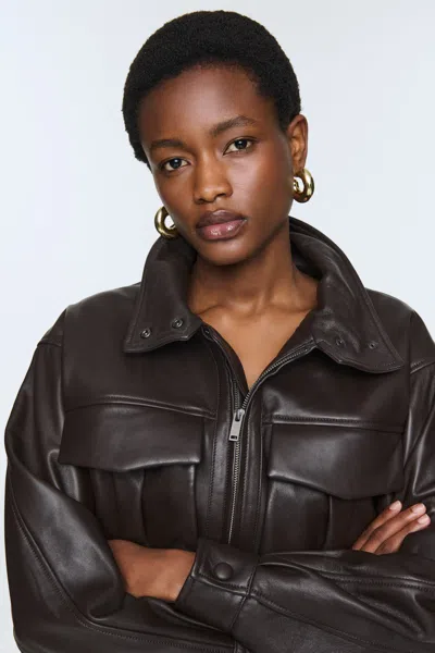Ducie Hazel Leather Jacket In Brown