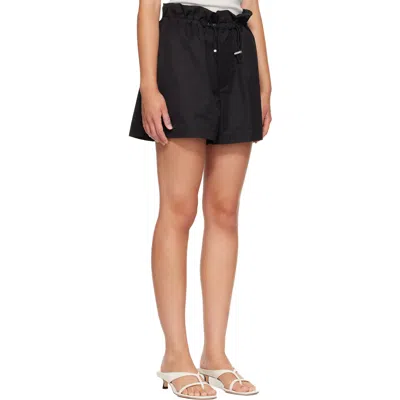 Agolde Lydia Toggle Waist Cotton Blend Shorts In Black