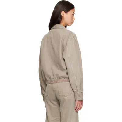 Agolde Elasticated-hem Denim Jacket In Brown