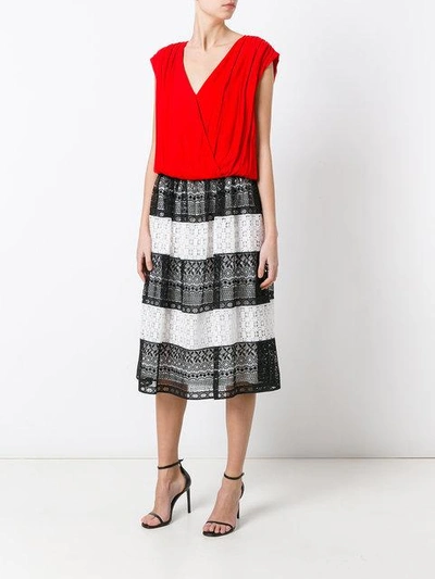 Shop Alice And Olivia Striped Lace Skirt In Black