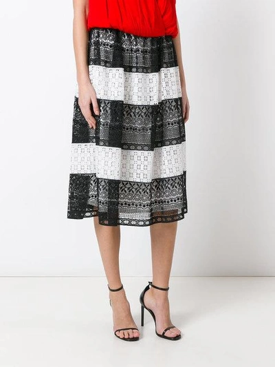 Shop Alice And Olivia Striped Lace Skirt In Black