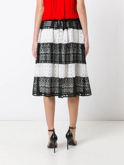 Shop Alice And Olivia Striped Lace Skirt In Black