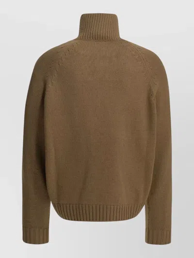 Tom Ford Cashmere Wool Blend Half Zip Pullover In Brown