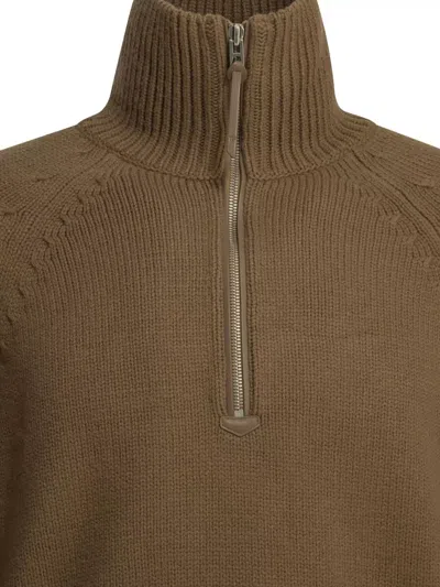 Tom Ford Cashmere Wool Blend Half Zip Pullover In Brown