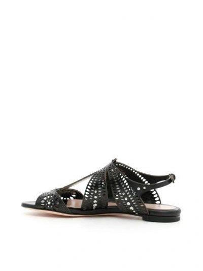 Shop Alexander Mcqueen Perforated Leather Sandals In Black Cream|nero