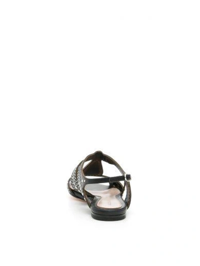 Shop Alexander Mcqueen Perforated Leather Sandals In Black Cream|nero