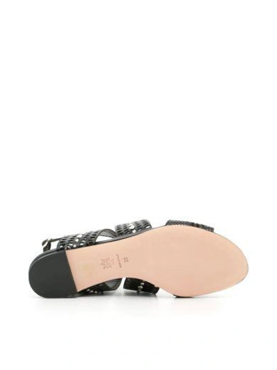 Shop Alexander Mcqueen Perforated Leather Sandals In Black Cream|nero