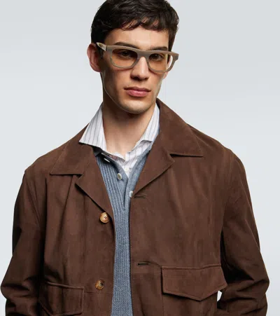 Brunello Cucinelli Rectangular Glasses In Brown