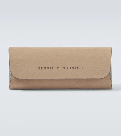 Brunello Cucinelli Rectangular Glasses In Brown
