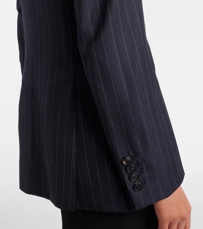 Givenchy Pinstripe Double-breasted Wool Blazer In Blue