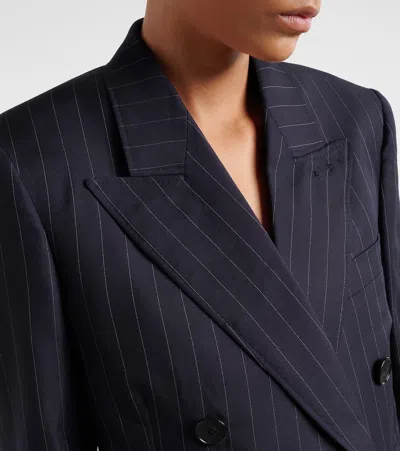 Givenchy Pinstripe Double-breasted Wool Blazer In Blue