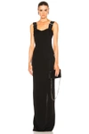 GIVENCHY GIVENCHY BUCKLE STRAP MAXI DRESS IN BLACK,17Y 2743 430