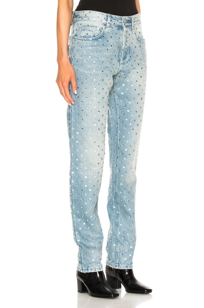 Shop Givenchy Embroidered Denim In Light Blue