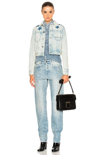 Shop Givenchy Embroidered Denim In Light Blue