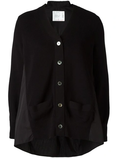 Shop Sacai Poplin Insert Cardigan