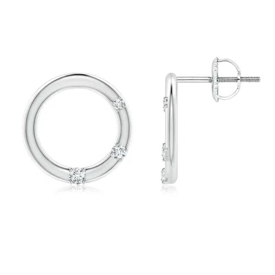 Angara Lab-grown Graduated Diamond Three Stone Open Circle Stud Earrings In Silver