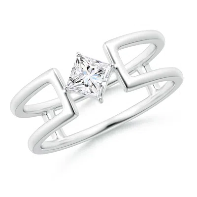 Angara Lab-grown Princess Diamond Solitaire Parallel Split Shank Ring In White