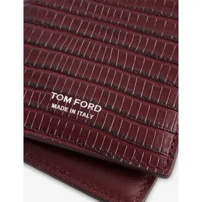 Tom Ford Mens Classic Leather Bifold Wallet Ruby Red In Red