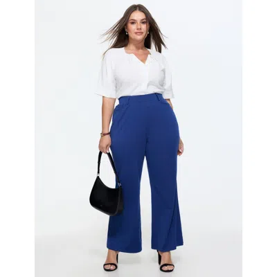 Bloomchic Stretchy Solid Pull-on Pants In Blue