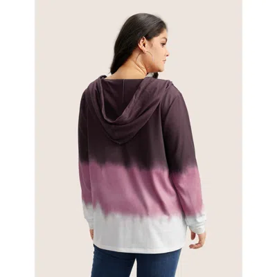 Bloomchic Tie Dye Button Up Hooded Drawstring Sweatshirt In Multi