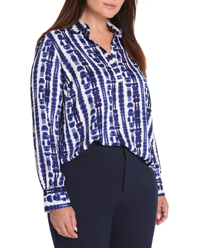 Nic + Zoe Shibori Stripe Top In Blue
