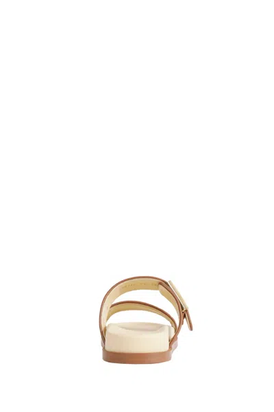 Fendi Feel Beige Raffia-effect Material Slides In Neutral