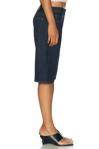 Khaite Kinga Mid-rise Straight-leg Shorts In Blue
