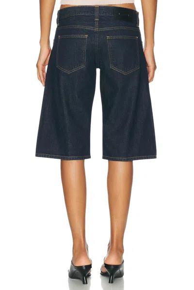 Khaite Kinga Mid-rise Straight-leg Shorts In Blue