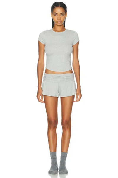 Lunya Soft Modal Rib Fold Over Short In Gray