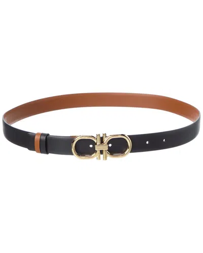 Ferragamo Reversible Belt Duo Adjustable Length Design In Black