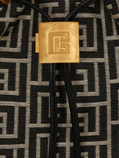 Balmain Black Pulse Monogram Jacquard Backpack In Multi