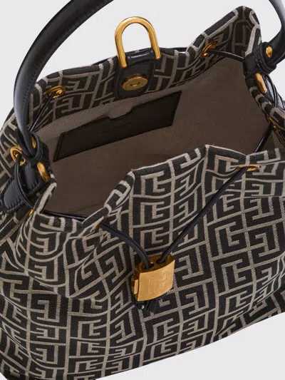 Balmain Black Pulse Monogram Jacquard Backpack In Multi