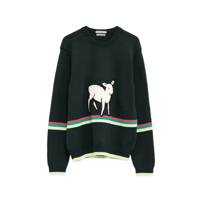 Jw Anderson Sheep Embroidered Striped Cotton Sweater In Multi
