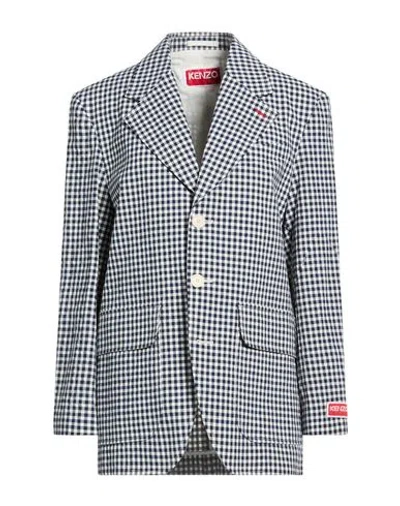 Kenzo Oversized Gingham Blazer In Blue