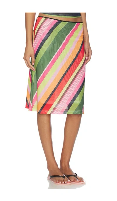 With Harper Lu Mesh Midi Skirt In Multi