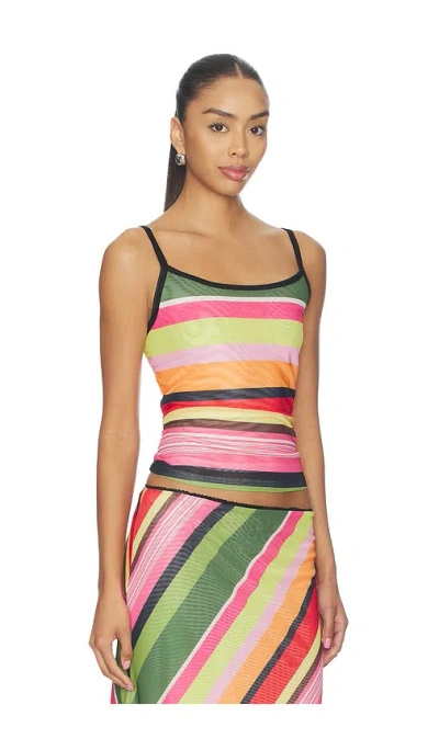 With Harper Lu Mesh Camisole Top In Multi