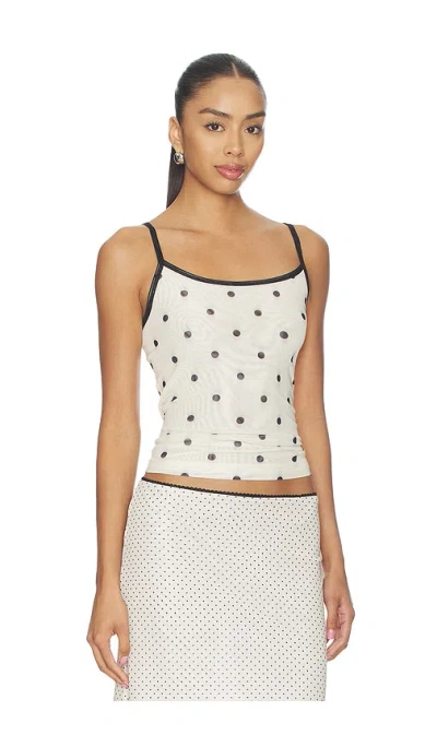 With Harper Lu Mesh Camisole Top In White