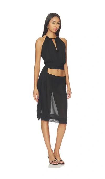 With Harper Lu Draped Halter Top In Black