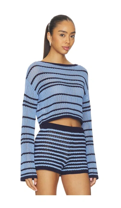 Lovers & Friends Muriel Open Stitch Pullover In Blue
