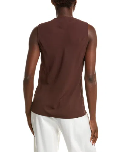 Anne Klein Solid Blouse In Brown