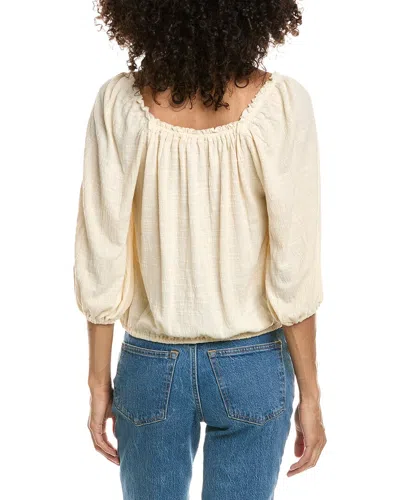 Max Studio Square Neck Bubble Bottom Top In Neutral