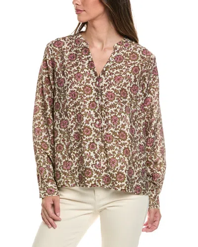 Brooks Brothers Linen-blend Blouse In Multi