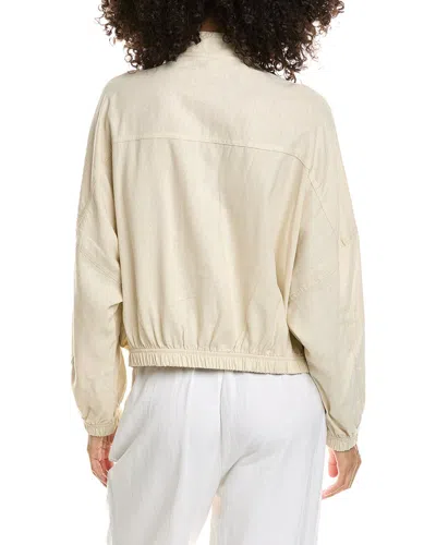 Max Studio Linen-blend Bomber Shirt Jacket In Yellow