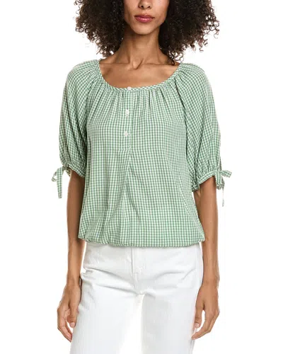 Max Studio Bubble Button Tie Sleeve Blouse In White