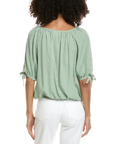 Max Studio Bubble Button Tie Sleeve Blouse In White